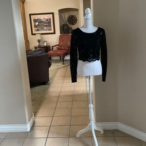 Sequin lace long sleeve top